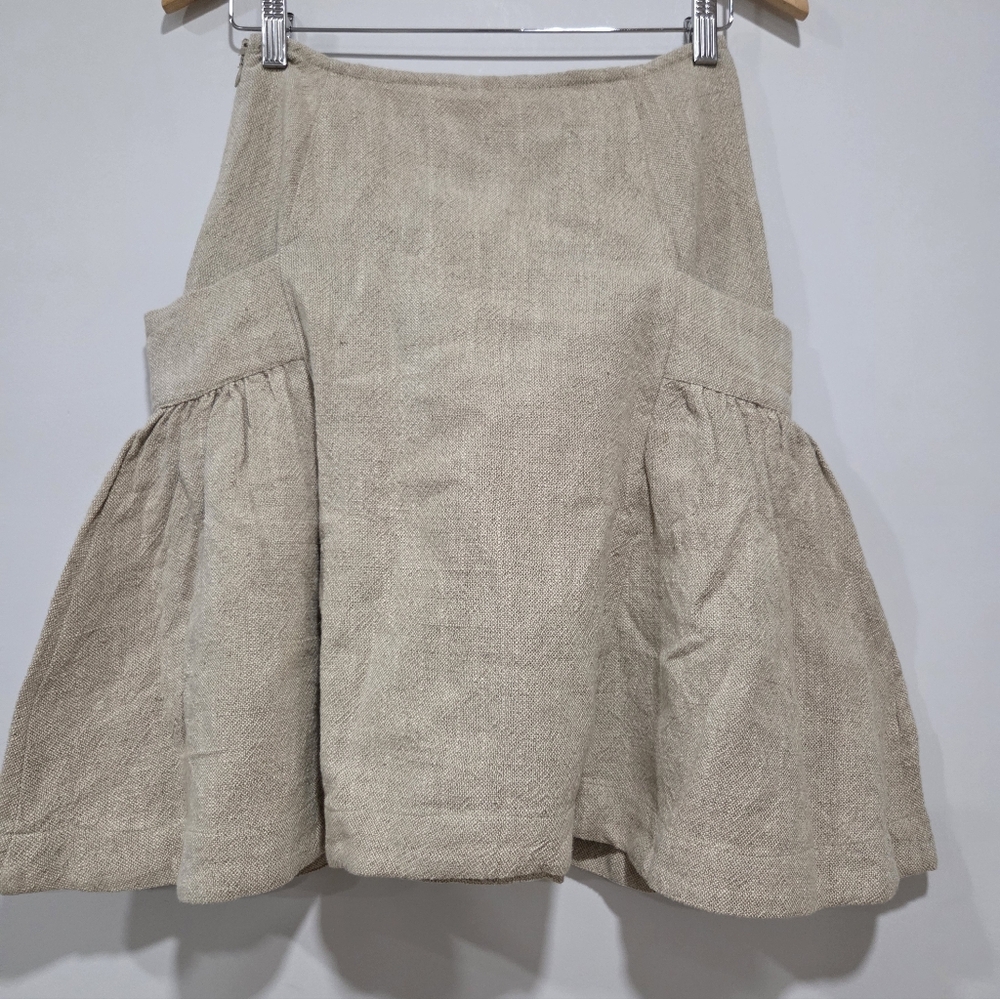 Free People Linen Blend Midi Tweed Skirt Natural Size 0 Academia Cottagecore - Picture 3 of 9